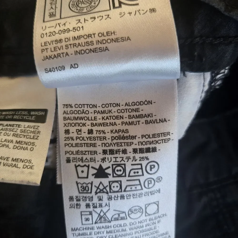 Levi Strauss &‎ Co Shorts Mens 30 Black Cargo Multi Pocket Workwear Cotton Faded